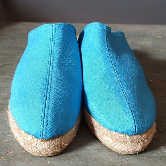 NWOT Venezia Silk Espadrilles Wedge Heel NOS Size 8 Striking Blue Handmade Y2K - Picture 6 of 13